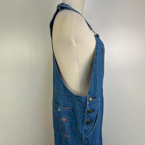Vintage Denim Overalls Mandal Bay Printed Hens - Picture 5 of 11